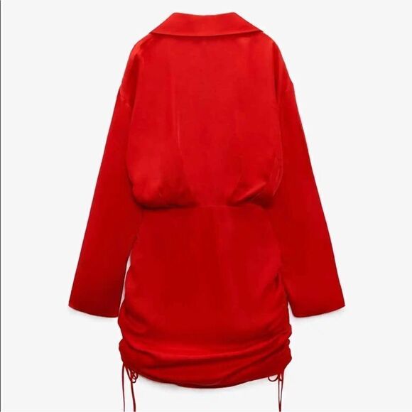 ZARA DRAPED SATIN EFFECT DRESS - Picture 12 of 13